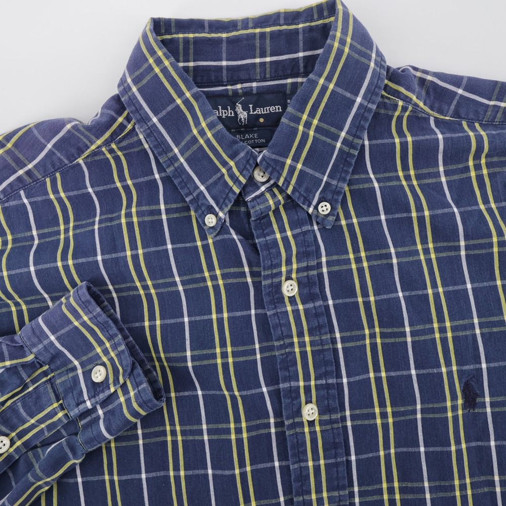 Polo Ralph Lauren Blake Plaid Button Down Navy Long Sleeve Men Mediium Shirt